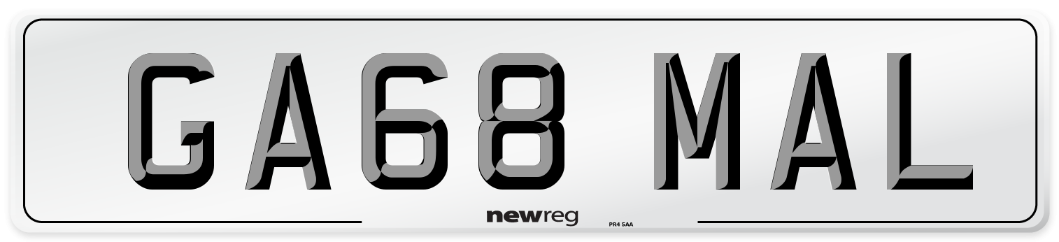 GA68 MAL Number Plate from New Reg